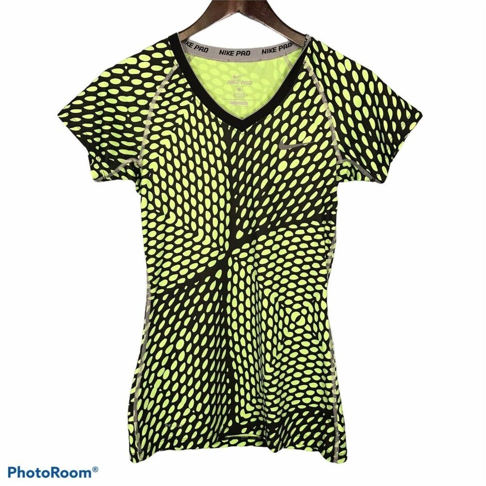 Nike Pro Women's V-Neck Activewear Top S Small Gre